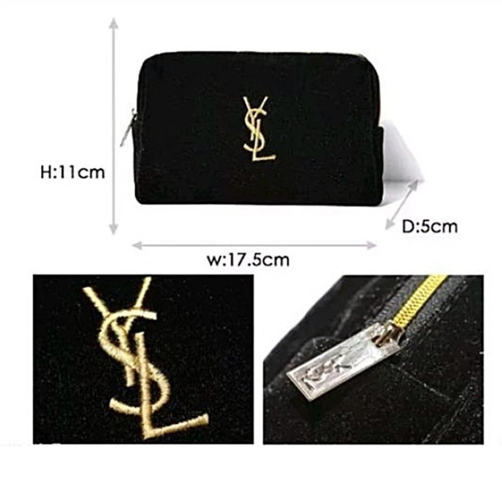 Yves Saint Laurent Black and Gold Cosmetic Pouch - Picture 2 of 7